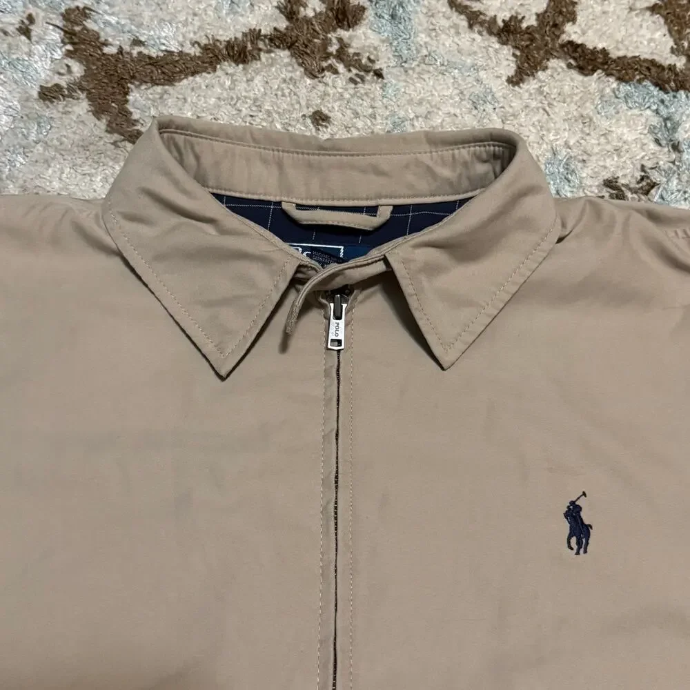 Vintage Polo Ralph Lauren Harrington Bomber Jacket Size Large Khaki Beige
